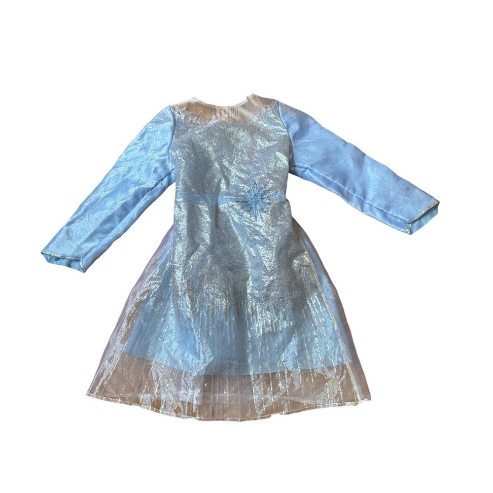 Disney Elsa Frozen Costume Girls Blue Light Up Sleeve Sparkle Dress SIZE 4-6X - Picture 1 of 6